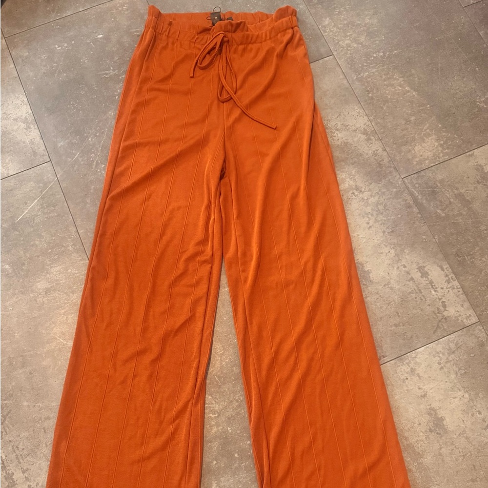 SHEIN Vibrant Orange Wide-Leg Pants